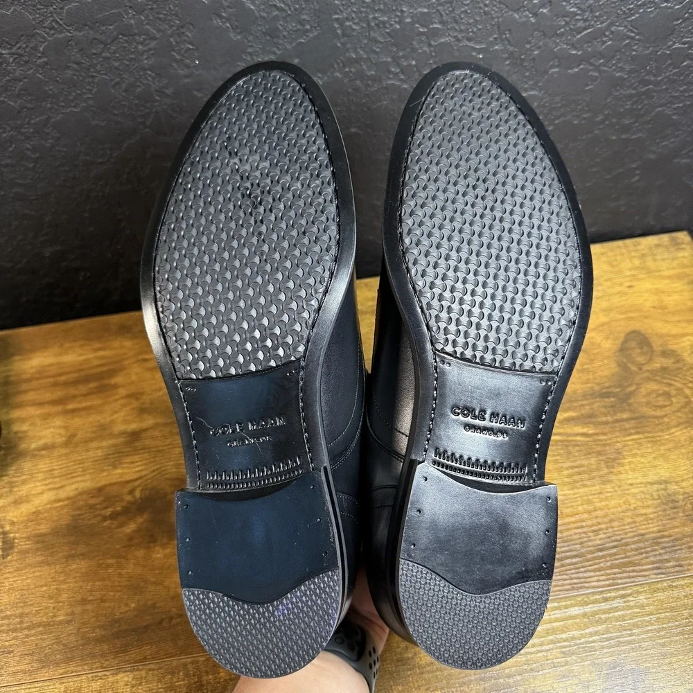 Cole Haan Grand 360 C30582 Black Leather Plain Toe Derby Shoes Mens 10M